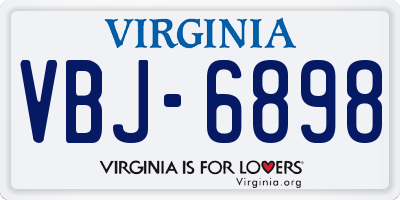 VA license plate VBJ6898