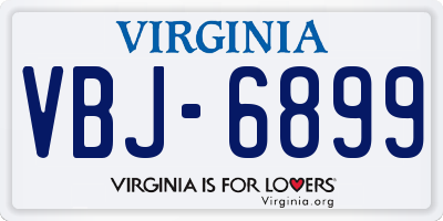 VA license plate VBJ6899