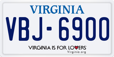 VA license plate VBJ6900