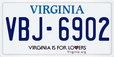VA license plate VBJ6902