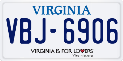 VA license plate VBJ6906