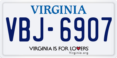 VA license plate VBJ6907