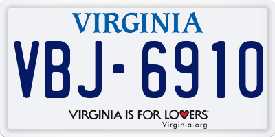 VA license plate VBJ6910
