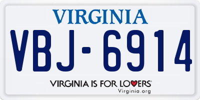 VA license plate VBJ6914