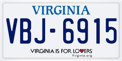 VA license plate VBJ6915