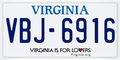 VA license plate VBJ6916