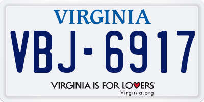 VA license plate VBJ6917