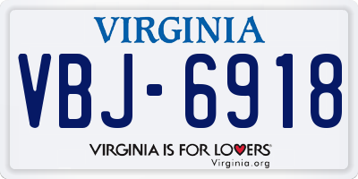 VA license plate VBJ6918