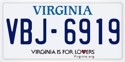 VA license plate VBJ6919