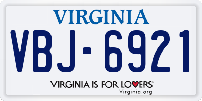 VA license plate VBJ6921