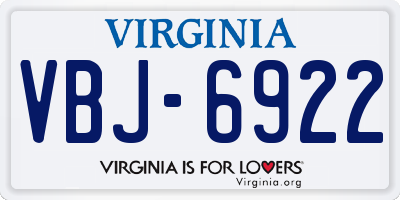 VA license plate VBJ6922