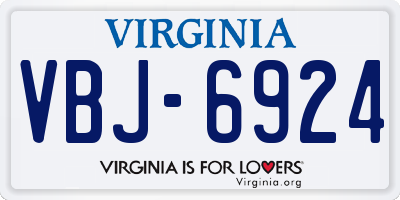 VA license plate VBJ6924