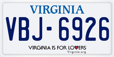 VA license plate VBJ6926