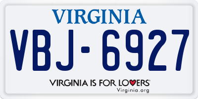 VA license plate VBJ6927