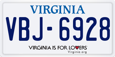 VA license plate VBJ6928