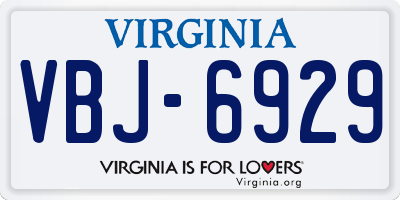 VA license plate VBJ6929
