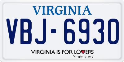 VA license plate VBJ6930