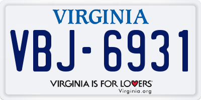 VA license plate VBJ6931