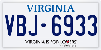 VA license plate VBJ6933