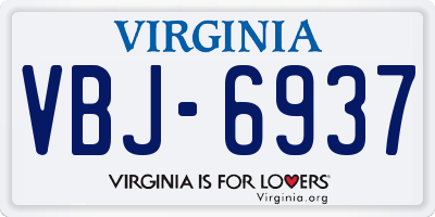 VA license plate VBJ6937
