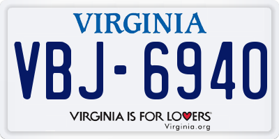 VA license plate VBJ6940