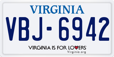 VA license plate VBJ6942