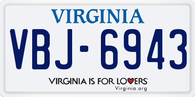 VA license plate VBJ6943