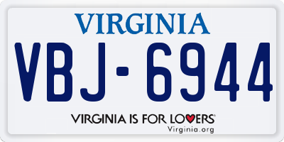 VA license plate VBJ6944
