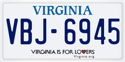 VA license plate VBJ6945