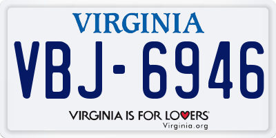 VA license plate VBJ6946