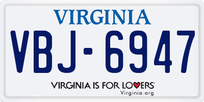 VA license plate VBJ6947