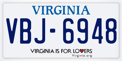 VA license plate VBJ6948