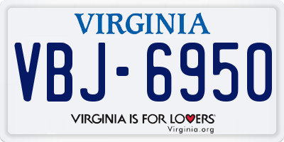 VA license plate VBJ6950