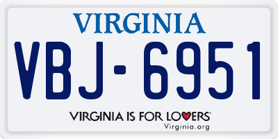 VA license plate VBJ6951