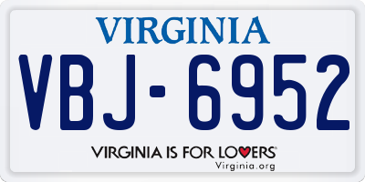 VA license plate VBJ6952