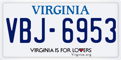 VA license plate VBJ6953