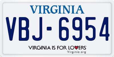 VA license plate VBJ6954