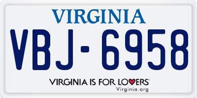 VA license plate VBJ6958