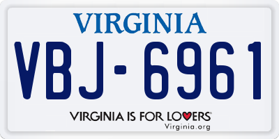 VA license plate VBJ6961