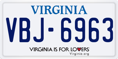 VA license plate VBJ6963