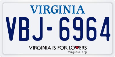 VA license plate VBJ6964