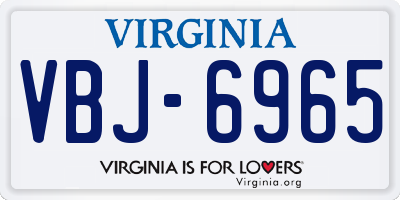 VA license plate VBJ6965