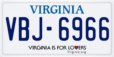 VA license plate VBJ6966