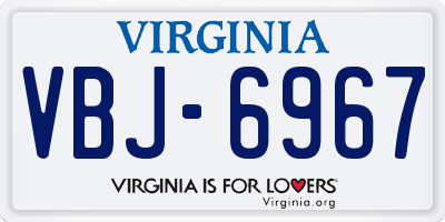 VA license plate VBJ6967