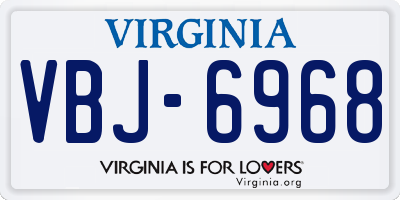 VA license plate VBJ6968