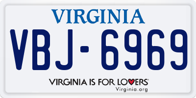 VA license plate VBJ6969