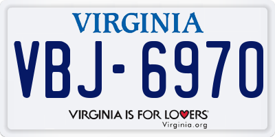 VA license plate VBJ6970