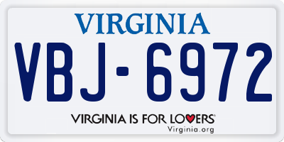 VA license plate VBJ6972