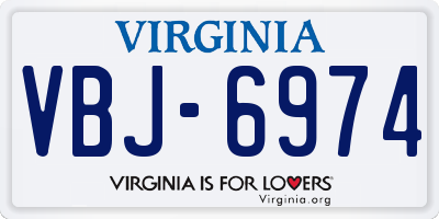 VA license plate VBJ6974