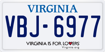 VA license plate VBJ6977